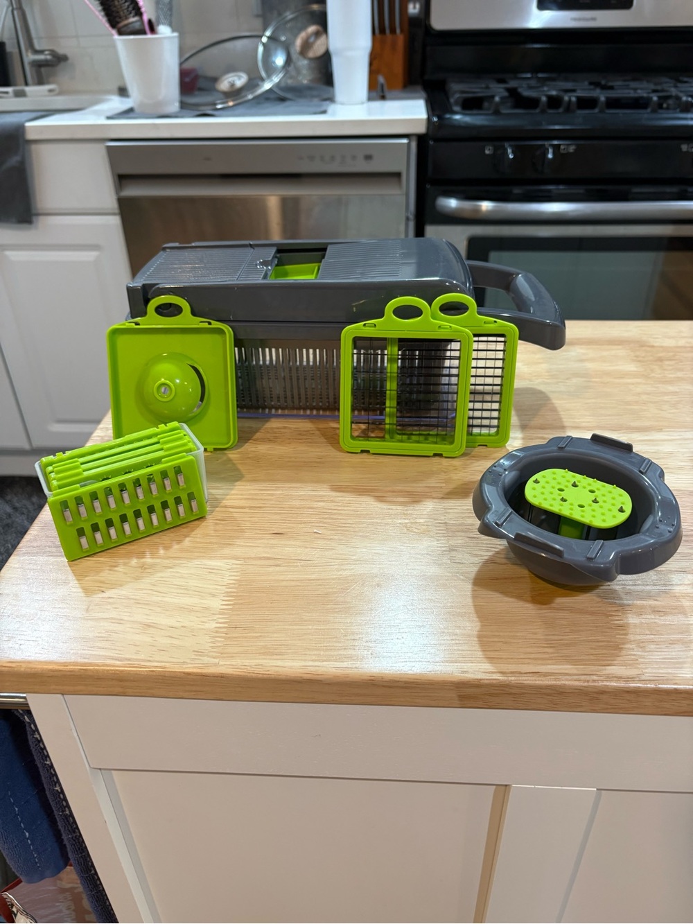 Gray and Lime Green Multi-Function Kitchen Chopper & Storage Set